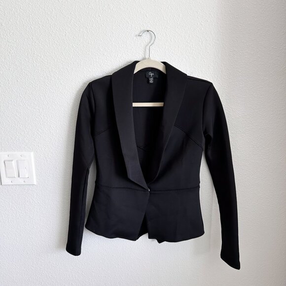 Aqua Black Tailored Blazer | Stretchy Structured Office Jacket | Workwear Staple - Picture 2 of 6